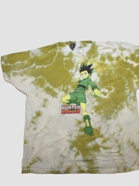 Hunter X Hunter Anime Gon Freecss Mens Green & White Tie Dye Shirt New 2XL